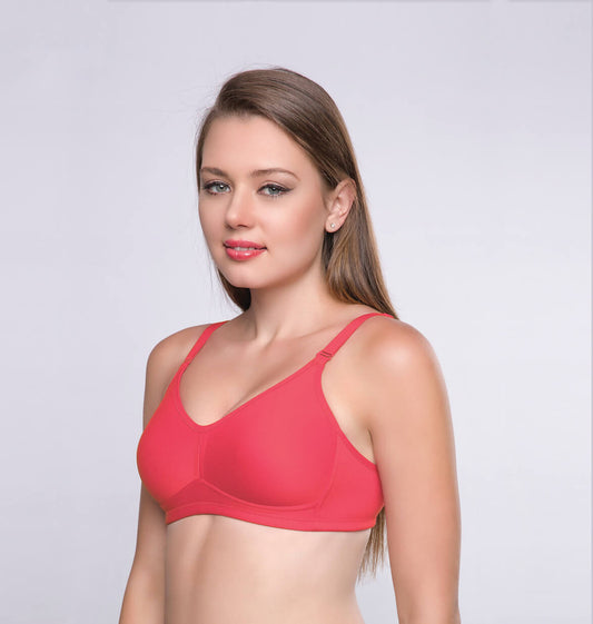 Buy Trylo Namrata Women's Cotton Non-wired Soft Full Cup Bra - Coral Online